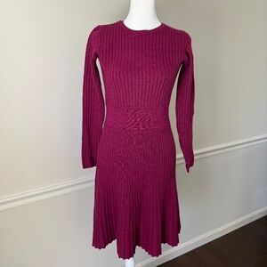 Ann Taylor Loft Merino Blend Maroon Berry Sweater Dress Size Small
